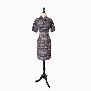 Philosophy di Alberta Ferretti Brushed Plaid‎ Woolf Dress US4